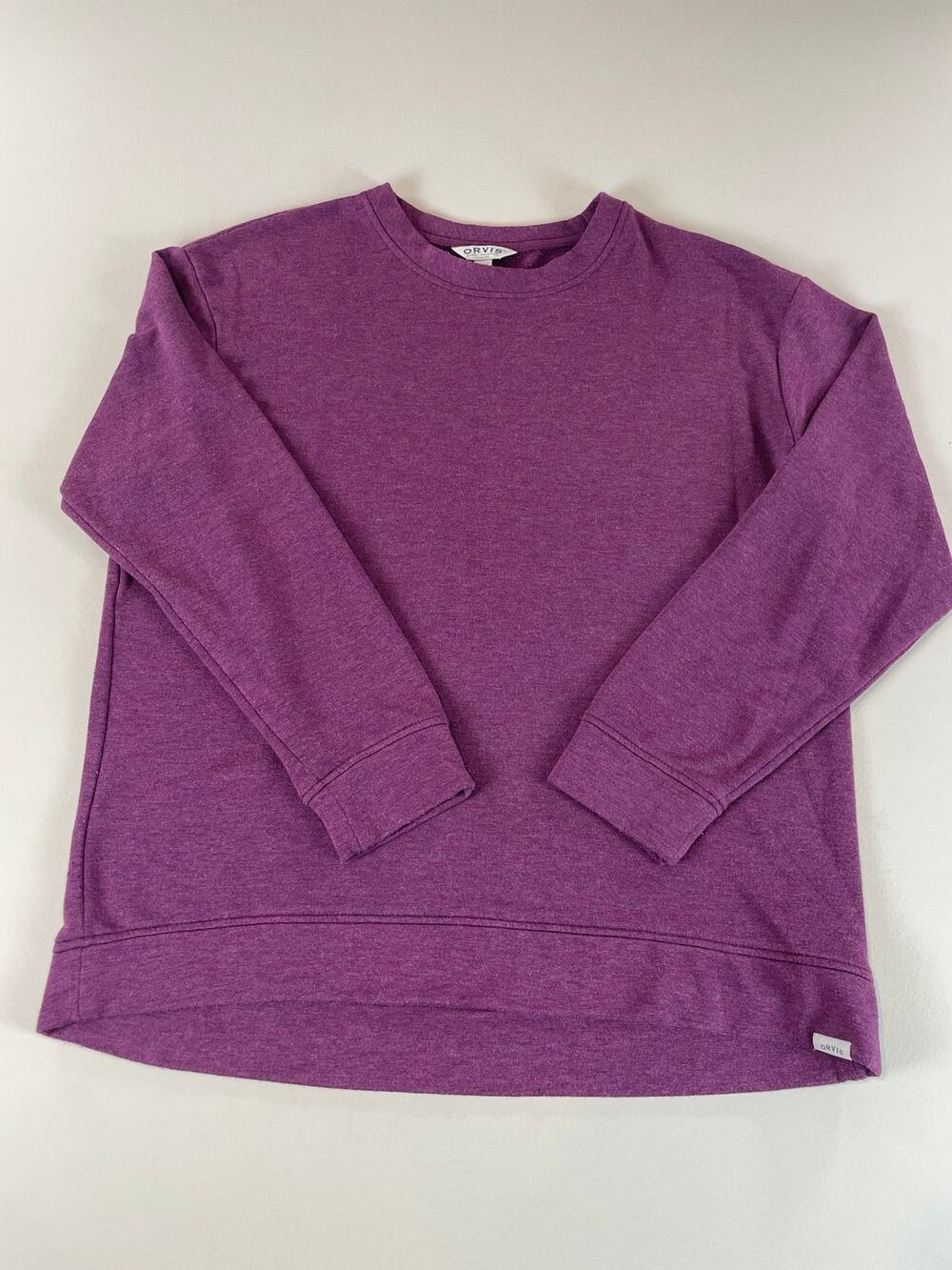 Orvis Sweatshirt Size M Plum Purple Crew Neck High Low Hem